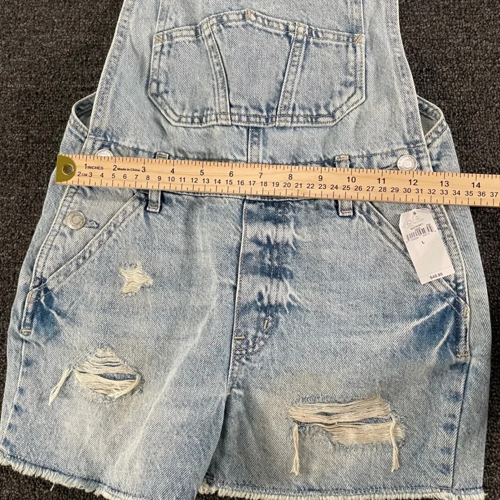 Gap Kids Denim Shortalls Kids Large Light Wash Blue New Distressed Raw Hem